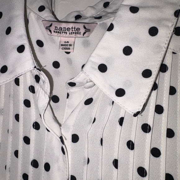 Nanette Lepore White Midi Dress with Black Polka Dots - Picture 2 of 5
